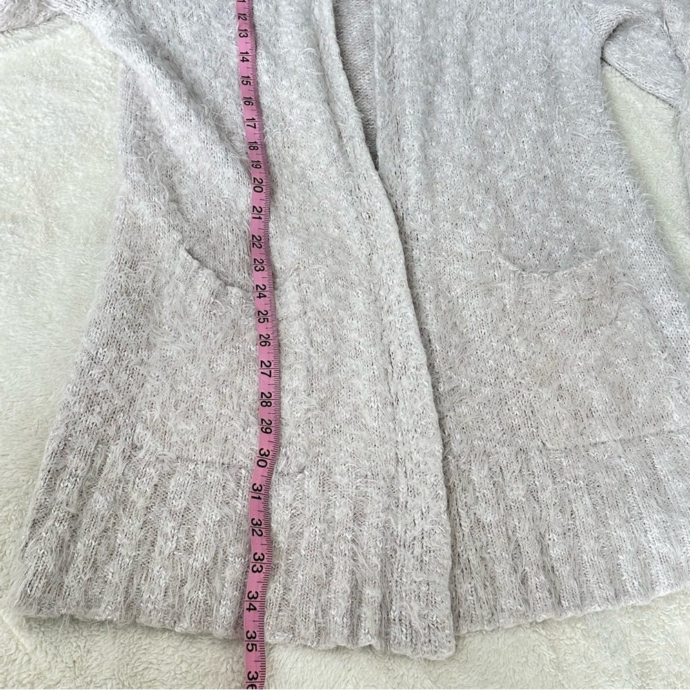 Express Women’s Eyelash Hooded Fuzzy‎ Oversized Long Cozy Beige Sweater Small - Picture 7 of 9